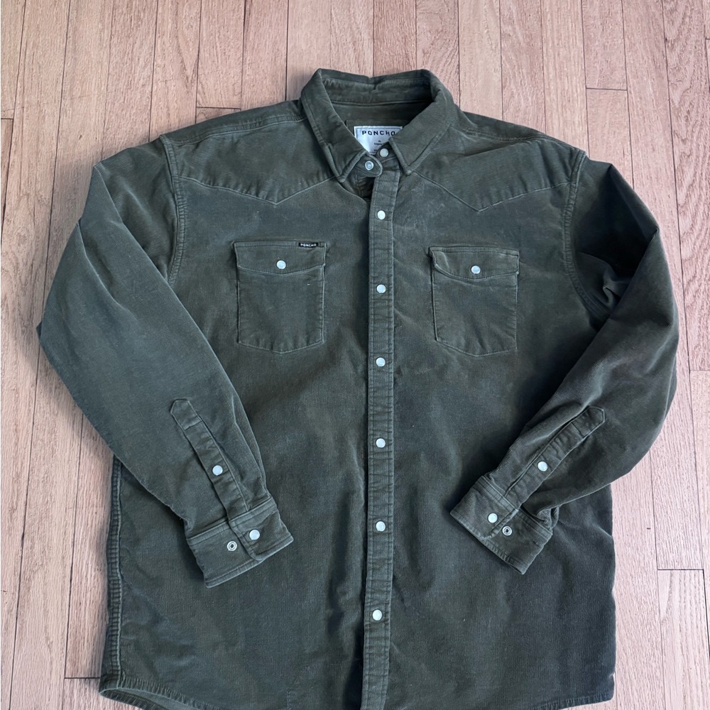 Poncho Men's Olive Green Button-Up Shirt - XL